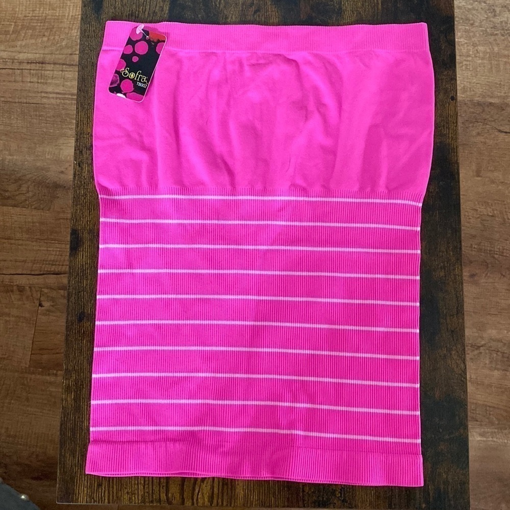 NWT Sofia pink and white striped shape wear/tube top.  One Size